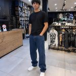 شلوار جین نیم بگ مردانه سرمه‌ای