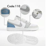 کتونی نایک جردن وان پاریس Nike Jordan 1 با رویه چرم صنعتی، زیره مقاوم بدون تغییر رنگ و دوخت حرفه‌ای